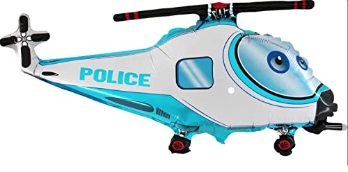 Toyland® 99cm (39") Police Helicopter Foil Balloon - Childrens Party Ballons - Party Decorations, Blue, Large