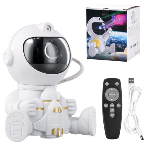 Bezavea Astronaut Galaxy Projector - 360° Adjustable Star Night Light with Remote Control, Nebula Ceiling Projection Lamp