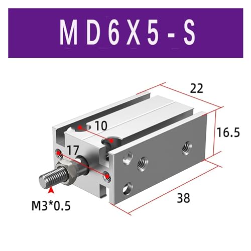 Cilindro neumático de aleación de aluminio MD16 de doble efecto para sistemas de aire 3