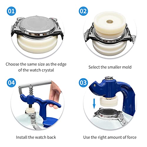 EasyTime Watch Repair Press Tool Set Watch Repair Kit 16pcs Suitable for Size 18mm to 50mm with Watch Case Open Pry Case Closer for Battery Replacement