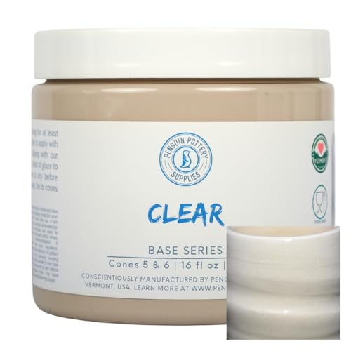 Penguin Pottery - Clear Glaze. Mid Fire Glaze for Clay Pottery Glaze Cone 5 and Cone 6 - Ceramic Glaze for Pottery (1 Pint | 16 oz | 473 ml)