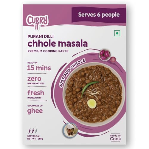 CURRYiT Ready to Cook Purani Dilli Ke Chhole Curry Paste, Serves 4-6 Indian Masala Gravy Made with Ghee Ready in 30 Mins No Pres