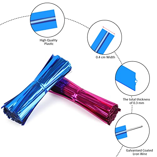 3200 Pcs Metallic Twist Ties - 4" Plastic Ties for Bags & Bread - Reusable, 8 Colors