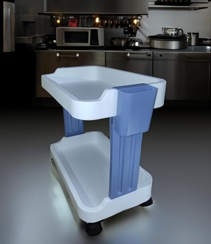 Divik Space Saving Kitchen Accessories Trolley Rack Holder Plastic Wheels Slide Out Vegetables & Fruit Storage Rack Easy Movement Slim Slide Storage Cart (2 Layer)