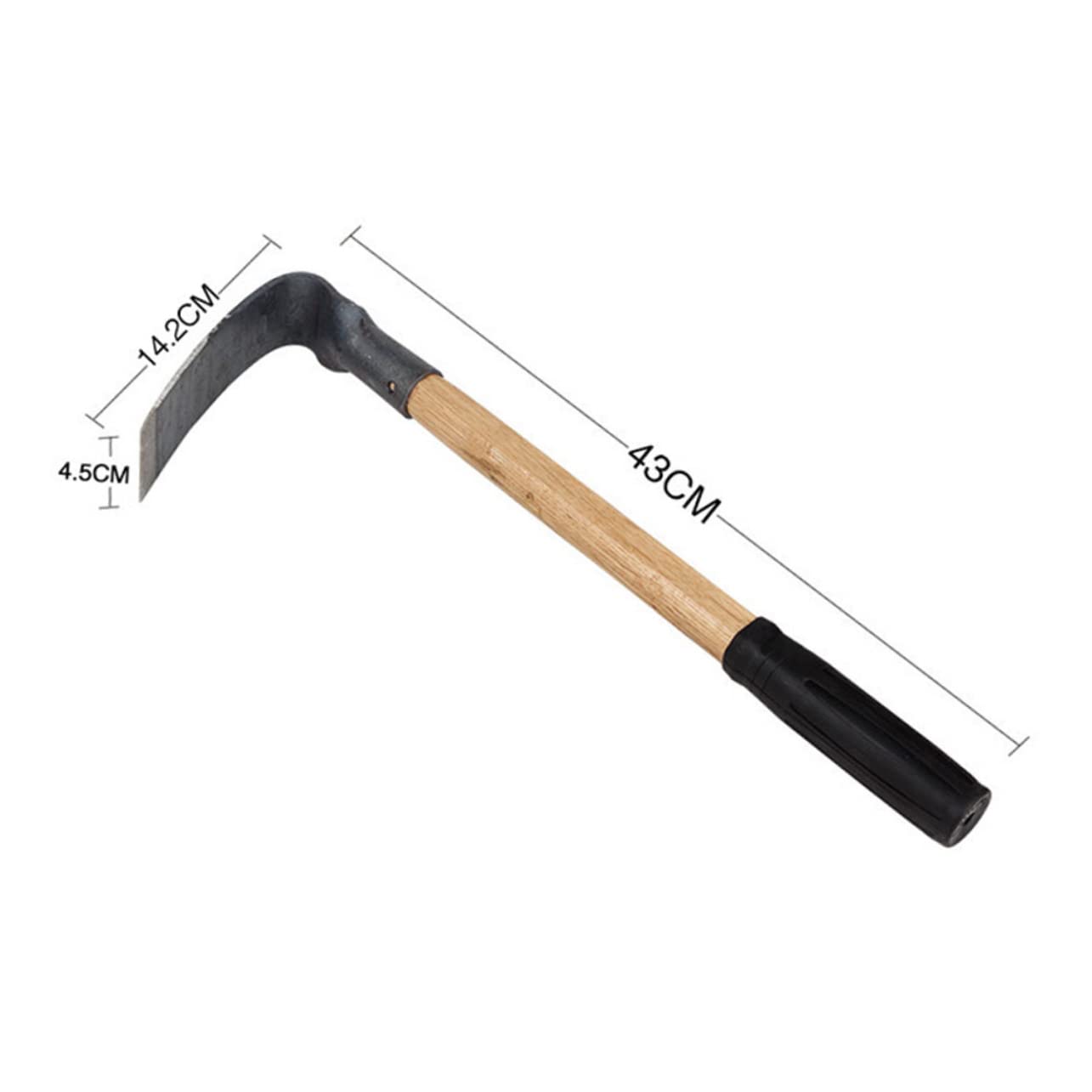 ORFOFE Azada de Acero Práctica para Jardinería, Mango de Madera y Empuñadura Antideslizante, Herramienta Ligera para Desherbar, Plantar y Aflojar Tierra en Balcones y Exteriores