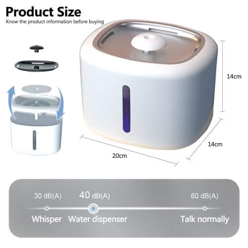 Fuente automática de agua para gatos 2.5L con luz LED miniatura 6