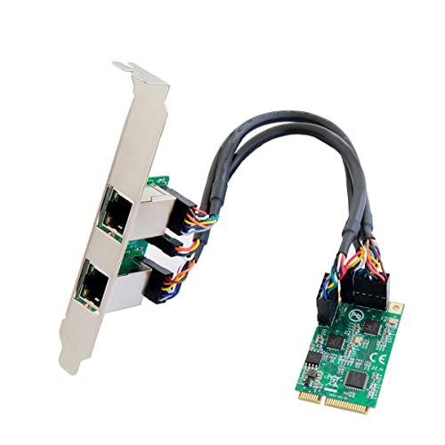 Image of IO CREST Dual 2.5 Gigabit Mini PCIe Ethernet Network Expansion Card, Green (SI-MPE24079)