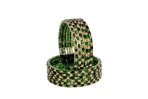 Image of Swara Creations Glass Bangles set for Women | Zirconwork Golden Raindrops Bangles Collection | Ethnic, Festive & Special Occassions(12Pcs)(SKU287)