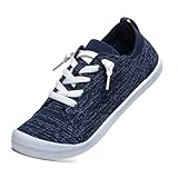 Tifimuca Women’s Low top Pull On Arch Support Loafer, Soft Comfort Casual Barefoot Walking Shoes,Breathable Stretchy Mesh Lightweight Non-Slip Fashion Sneakers Denim Blue