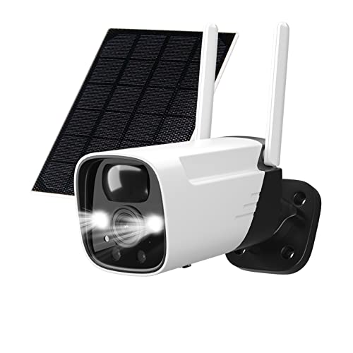 ELECCTV 2K Solar Security Camera Wireless Outdoor, Solar Powered WiFi System Surveillance Camera with IP65, Color Night Vision, Spotlight & Siren, Compatible with Alexa, No Monthly Fee (Black-1pack)