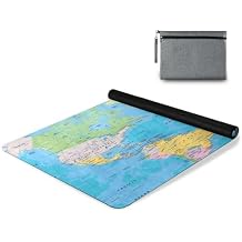 YETTASBIN World Map Yoga Mat for Women Men, Non Slip Exercise Mat Portable Travel Workout Mat with Storage Bag for Home Yoga, Pilates, Fitness 71x 26 Inch