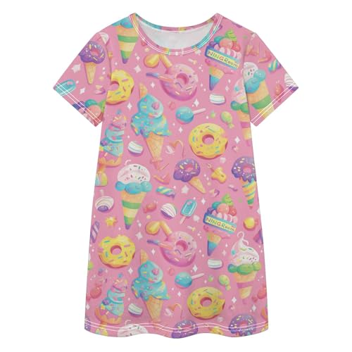 Vestido corto de dibujos animados ropa casual de verano para niñas de 2 a 8 años donas de helado