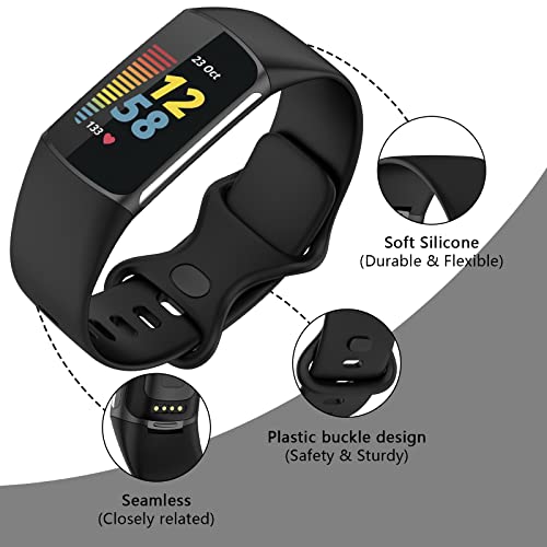 TopPerfekt Pulseiras compatíveis com Fitbit Charge 5, ajustáveis de silicone macio esportivo substit