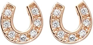 [Piena(ピエナ)] キュービックジルコニア チタン製ポスト 馬蹄 ホースシュー スタッド ピアス レディース