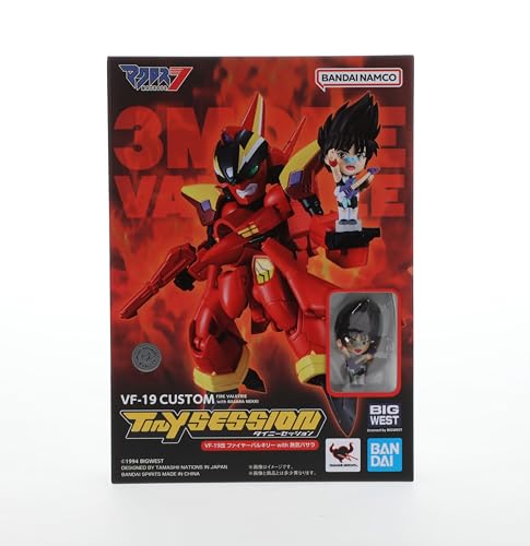 TAMASHII NATIONS - Macross 7 - VF-19 Custom Fire Valkyrie with Basara Nekki, Bandai Spirits Tiny Session Figure - Image 2