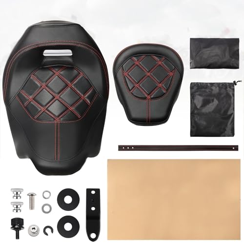 Siège de conducteur et passager ergonomique biplace profil bas rouge pour moto