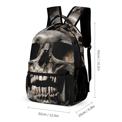 Death Skull Backpack Set Lightweight Bag Lunch Box Pencil Bags for Women Men Bookbags 3 in 12