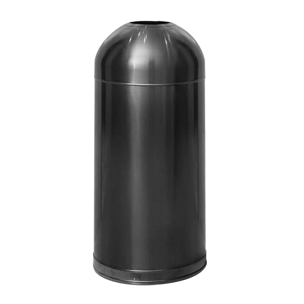 LEGU Waste Paper Basket Stainless Steel Barrel-shaped Open Top Trash Can 52 Liters/13.7 Gallons,Without Lid,With Removable Inner Barrel,Commercial Grade Trash Can (Color : Black, Size : 13.7Gal)