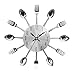 FAMKIT Kitchen Clock, Fork Spoon Wall Clock Wall Decor Clock 12inch Cutlery Clock Fashion Durable Home Room Decor Decoration