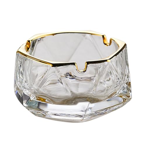 PENCK Cenicero de cristal, cenicero para el hogar, para fumadores, cigarrillos, cenicero de cristal para exteriores, patio, exterior e interior (transparente)