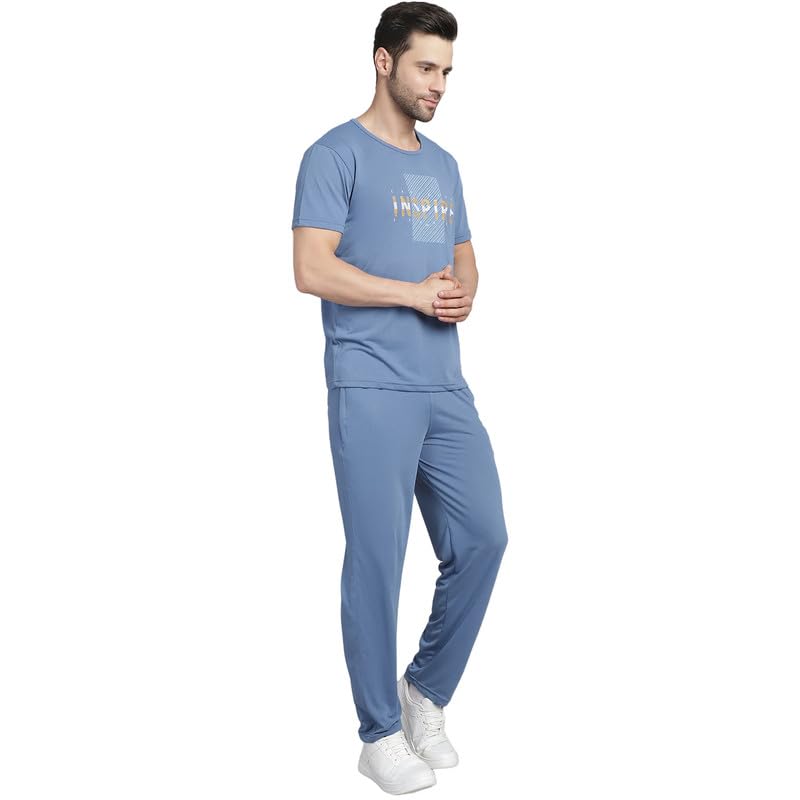 Image of VIMAL JONNEY White Cotton Printed CO-ORD Set Tracksuit for Men-T PRT 23 WHT D10 WHT. 02-P