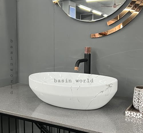 Image of IMPORTED Ceramic Wash Basin Countertop Tabletop Bathroom Sink Wash Basin (20 x 14.5 x 5.5 INCH) NCTT-442