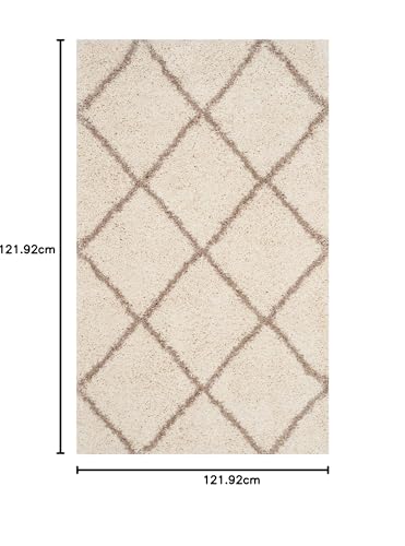 Image of Handwoven Microfibre 3D Rug for Living Room (Ivory & Beige, 4 X 4 Feet (Square), Microfibre)