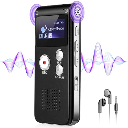 Voice Recorder with Noise Reduction 4800 Hours ZIPCIDE Dictaphone Voice Activated Recorder with Playback for Lectures Meetings 1536Kbps Smart Audio Sound Tape Recording Device with Password - 32GB