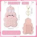 NEWEST Rabbit Plush Kpop Photocard Holder with Keychain, Cute Bunny ID Badge Holder Protector, Soft Cartoon Animal Photo Case Sleeve Stationery for Idol ID Card Student Worker Bag Charm Pendant, Pink