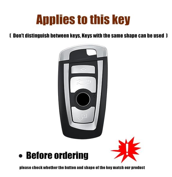 Funda para Llave de Coche para BMW 3/4/5 Series X1 X2 X3 X4 X5 X6 325Li 530 i3 iX3,Funda de Cuero TPU para Llave de Coche,Carcasa de protección Completa,C-Black