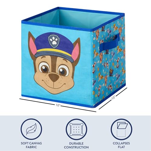 Image of Nickelodeon Paw Patrol Kids Storage Cubes, 2 Pack Foldable Fabric Bins with Handles, Collapsible Organizer Boxes for Bedroom, Playroom & Nursery, Durable Kids Storage Solution