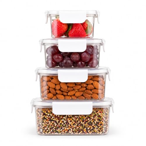 Kit 4 Potes Herméticos de Plástico com Tampa e Travas para Cozinha
