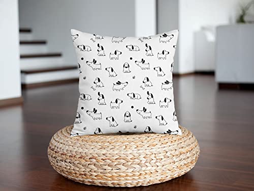 TherapieWelt Kinderkissen Zirbenkissen Therapiekissen Kopfkissen Zirbenholzkissen Baumwolle Bezug mit Reißverschluss für Kinder gegen Schlafprobleme 45x45cm Hund weiß schwarz
