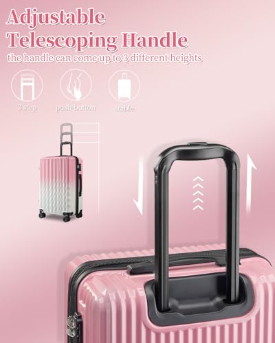 Image of Checked Luggage, 24 Inch Hardside Suitcase, Lightweight Hardshell with TSA Lock, Large Suitcase with Spinner Wheels