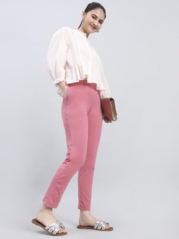 Image of GO COLORS Soft Cotton Stretch Kurti Pants Full Length for Women| Breathable, Mid Rise