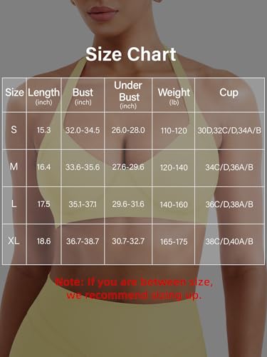Image of YEOREO Women Halter Sports Bra Light Support V Neck Padded Strappy Open Back Workout Gym Tops