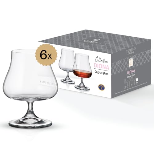 Crystal Bohemia Cognacgläser - 6er Set, je 575 ml, spülmaschinenfest, robust, kratzfest & bleifrei...