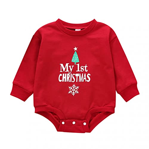 DAY8 Vêtements Bébé Fille Hiver Combinaison Noël Bébé Premier Noël Barboteuse Bébé Garçon Naissance Automne Body Nouveau Né Fille Pyjama Grenouillères Tenues Combipilote (90(12-18 Mois), Rouge) Cover