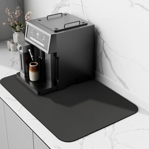SARTNP Coffee Mat Coffee Machine Mat Rubber Backed Absorbent Dish Drying Pad for Kitchen Counter Espresso Accessories (Dark Grey 30 x 40 cm)