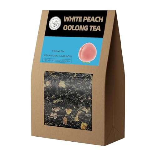 HANFANGLING Té Oolong de Melocotón Blanco – Refrescante, Alternativa a la Cafeína, Dulzura Fresca de Melocotón Blanco y Sabor Aromático de Té Oolong en Hojas Sueltas