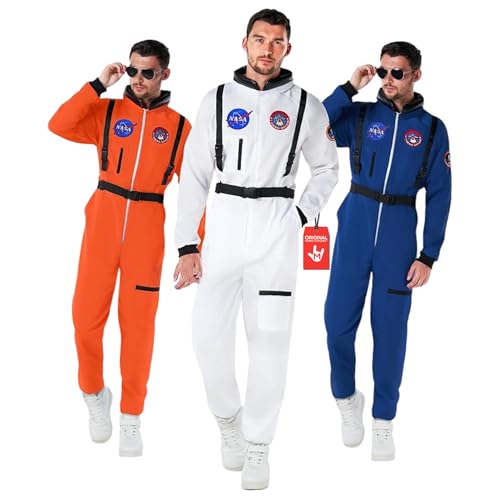 Morph Astronaut Costume Adult, Blue Space Suit Men, Mens Halloween