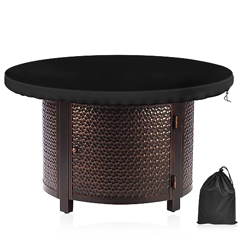 Grillabdeckung Rund, Feuerplatte Abdeckung, 420D Grillplatte Schutzhülle Wasserdicht, Anti-UV, Abdeckung Grill Rund für Feuerplatte und Grillplatten, Schwarz (Ø 100cm)