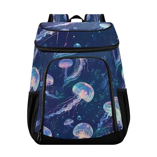 Colorful Jellyfish Ocean Cooler Backpack Cooler Insulated Leak Proof Lunch Backpack 36 Cans Waterproof Soft for Men Women Picnic Hiking Camping Beach