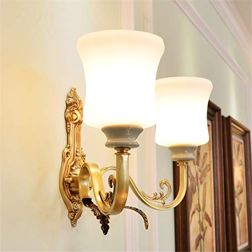 Wall Lights Indoor European Retro American Simple Double Head E14 Bedside Lighting Glass Lampshade Ceramics Decoration Carving Base Full Copper Brass Wall Lamp for Living Room Bedroom Hallway steampunk buy now online Wall Lights Indoor European Retro American Simple Double Head E14 Bedside Lighting Glass Lampshade Ceramics Decoration Carving Base Full Copper Brass Wall Lamp for Living Room Bedroom Hallway steampunk buy now online