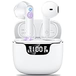 Wireless Earbuds, Bluetooth 5.4 Headphones with 42H Ultralight Ear Buds,Bluetooth Earbuds with 4 ENC Noise Cancelling Mics, HiFi Deep Bass Dual LED Display USB-C, Waterproof Earphones for Android iOS
