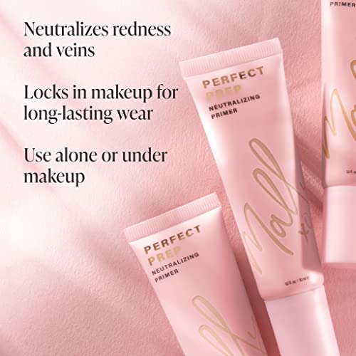 Mally Beauty Prep + Conceal - The Plush Pen Brightening Concealer Stick, Beige + Perfect Prep Neutralizing Tinted Face Primer With Hyaluronic Acid, Medium #TOP4