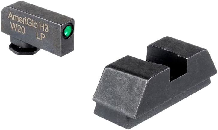 AMERIGLO Optic Compatible Sight Set for Glock - L Tall Green Tritium Black Outline .220" Front Plain Black .295" Rear