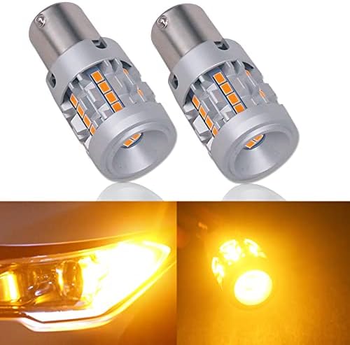 Eluseastar S25 PY21W BAU15S 7507 LED Bulbs Amber Built in Resistor Anti Hyper Flashing Turn Signal Light Extremely Bright Blinker, 2 Pack