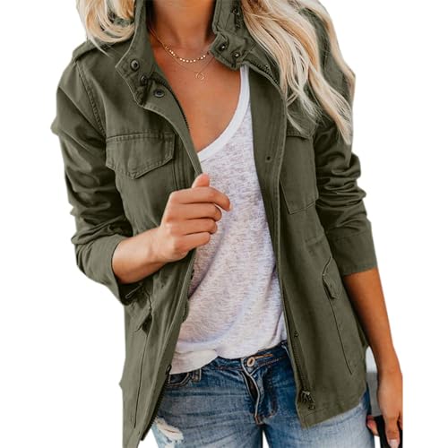 Military Anorak Jacket Women Lightweight Zip Up Snap Buttons Cargo Jacket Military Utility Coats Outwear with Pockets2