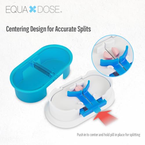 Image of EQUADOSE Pill Cutter, Double Stainless Steel Blade & Centering Device, Blue